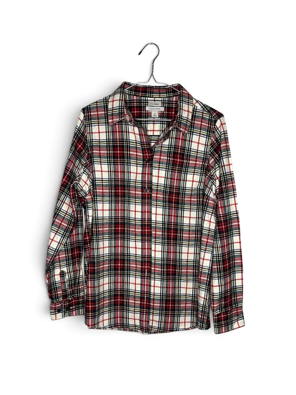 L.L. Bean Red, White & Black Plaid Button-Down Shirt